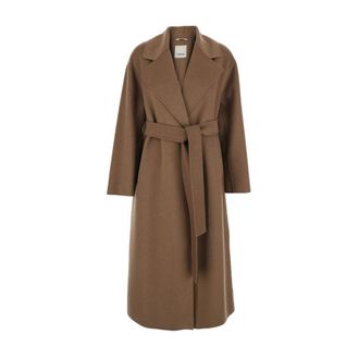Max Mara Belted Coats, female, Brown, Size: M Hobby Double-Breasted Coat