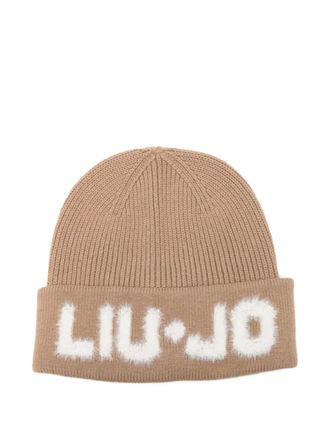 Liu Jo logo-detail ribbed beanie - women - Nylon/Wool/Acrylic - One Size - Brown