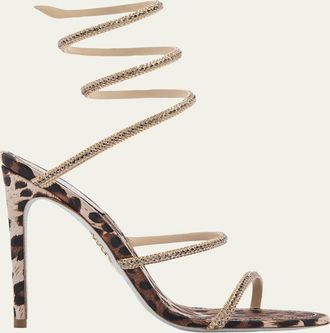 Rene Caovilla Cleo Animalier 105MM Satin Sandals