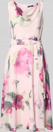 Vera Mont Knielanges Cocktailkleid mit Bindeg&uuml;rtel in Hellrosa, Gr&ouml;&szlig;e 38