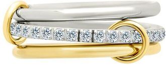 Sterling Forever Cz Edda Statement Linked Stacking Ring Set