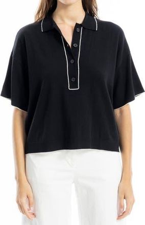 Max Studio Boxy Polo Sweater in Black/Ivory at Nordstrom Rack, Size X-Small