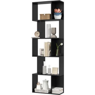 HOMCOM Homcom - Scaffale Libreria Moderna a 5 Ripiani in Legno 60x24x184.5 cm Nero