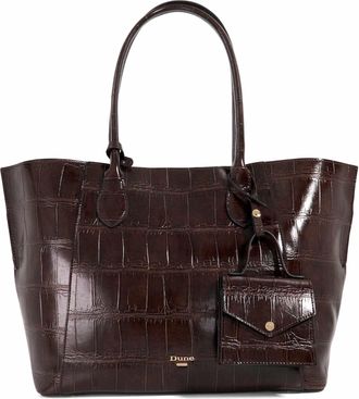 Dune London DEXTERITY Chocolate Croc-Effect Tote Bag One Size