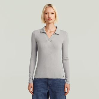 G-Star Ribbed Slim Longsleeve Polo - Grijs - Dames