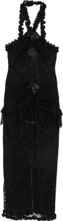 Alessandra Rich Chantilly Lace Halterneck Maxi Dress