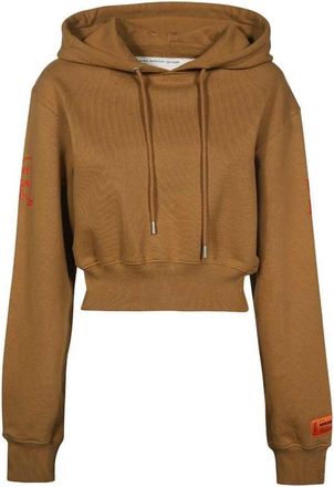 Heron Preston Katoenen Hoodie met Print op de Rug - Dames - Hoodies - Bruin - 2XS - Katoen - Hoodies & sweatvesten