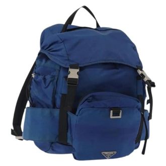 Prada Pre-owned Backpacks, female, Blue, Size: ONE SIZE Pre-owned Nylon Backpack