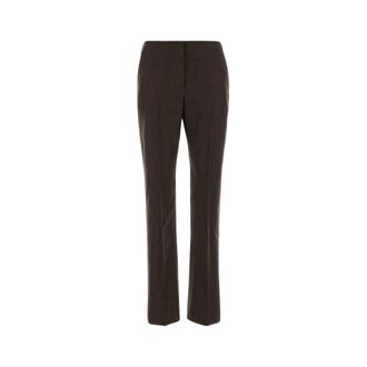 Alexander McQueen Wool Pinstripe Broeken - Dames - Straight fit broeken - Bruin - S - Katoen - Broeken