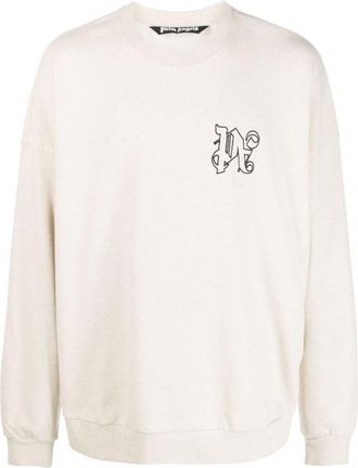 Palm Angels Beige PA Monogram Logo Sweatshirt