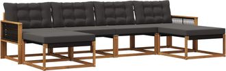 vidaXL Conjunto De Sof&aacute;s De Exterior 6 Uds. Natural Y Negro Vidaxl