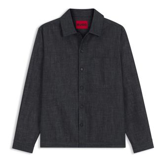 HUGO BOSS Overhemden, Heren, Blauw, XS, Denim, Oversized-fit Overshirt in Japanese Rigid Denim