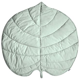 Beliani Alfombra De Juegos Infantil Moderna Con Forma De Hoja Funda De Algod&oacute;n Acolchado 110 X 110 Cm Accesorio Habitaci&oacute;n Infantil Verde Claro Eolia