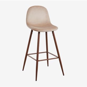 Sklum Sklum - Confezione da 2 sgabelli alti in velluto Glamm Marrone Grano Legno scuro