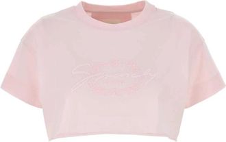 Givenchy Cropped T-Shirt - Dames - T-shirts - Roze - S - Katoen - Tops