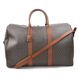 Saint Laurent Brown Coated Canvas Leather Boston Bag (Pre-Owned)