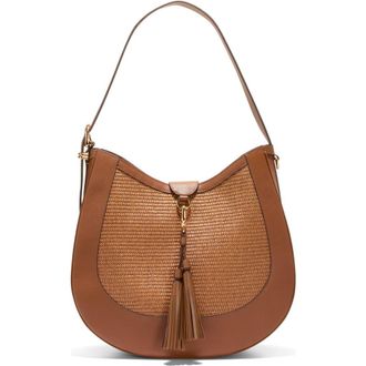 Cole Haan Catarina Large Hobo Bag in Tobacco Straw at Nordstrom