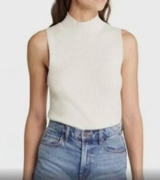 Madewell Signature Knit Mockneck Sweater Tank In Antique Cream