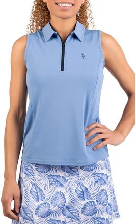 Tailorbyrd Textured Grid Sleeveless Quarter Zip Polo in Blue at Nordstrom Rack, Size X-Large