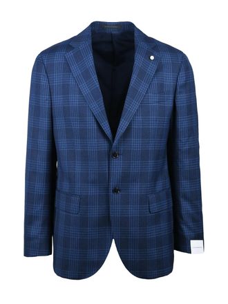 Lubiam Round Jacket with Checkered Pattern and Two-Button Closure