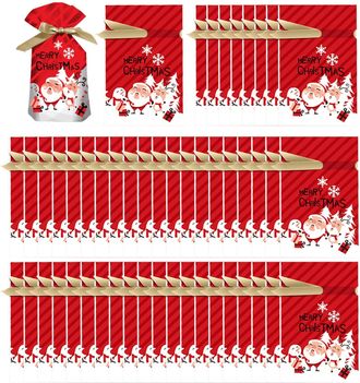 Generic Yuletide Cord Pouches Diverse Dimension Volumes Labels For Celebration Events Infuse Festive Joy Versatile Seasonal Sacks Fabric Material Holders Mini