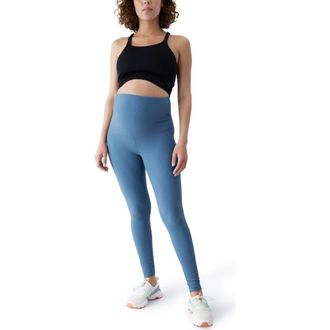 Ingrid & Isabel Maternity Ribbed Active Legging in Dusty Blue at Nordstrom, Size X-Large