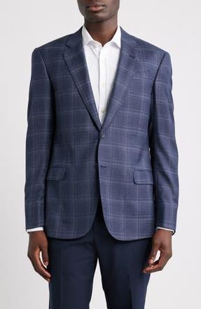 Emporio Armani G-Line Blue Check Slub Sport Coat in Fancy Blue at Nordstrom Rack, Size 38 Us / 48 Eu Regular