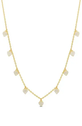SHYMI Pav&eacute; Heart Drop Layering Necklace in Gold at Nordstrom
