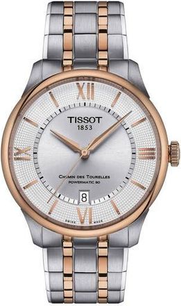 Tissot Chemin des Tourelles Powermatic 80 Bracelet Watch, 39mm in Grey/rose Gold at Nordstrom Rack