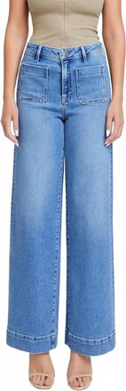 Hidden Jeans Nori Front Pocket Wide Leg Jeans In Medium Blue