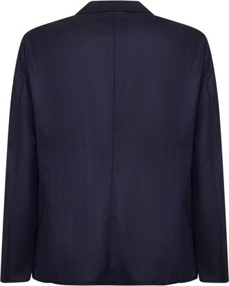 Giorgio Armani Mens Jacket Chevron Blue Wool-Cashmere Virgin Wool