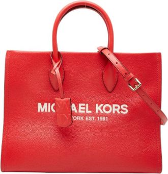 Michael Kors Red Color Leather Handbag Shoulder Bag Tote Bag (Pre-Owned)