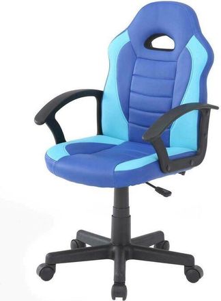 Dmora Silla Gaming Dfaraon, Sill&oacute;n Gaming Para Ni&ntilde;os, Silla De Escritorio, 56x55h89/100 Cm, Azul Y Azul Claro - Dmora