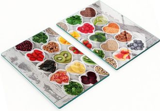 OEM Tablas De Servir De Cristal Para Cocina Con Gr&aacute;ficos De Alimentos Saludables, 2 X 40 X 52 Cm