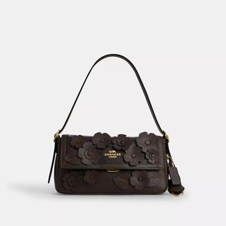 Coach Etta Small Flap Shoulder Bag With Floral Applique
