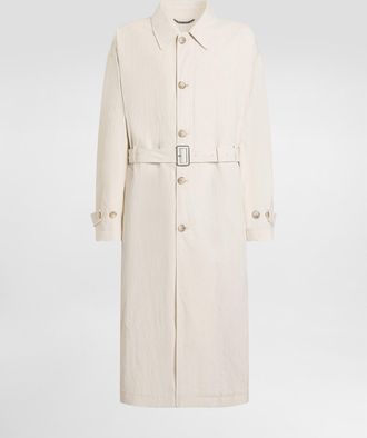 Dolce & Gabbana Cotton-linen Trench Coat With Buttons - Man Coats And Jackets White 44