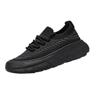 Generic Mens Slip On Trainers Flying Woven Mesh Casual Sneakers Thick-Sole Non-Slip Running Shoes with Memory Foam, Lightweight Breathable Chunky Trainers for