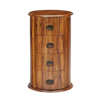 Jaipur Furniture 4 Drawer Drum Chest - Sheesham Wood - L45 x W45 x H70 cm - Honey Dark Finish in Brown