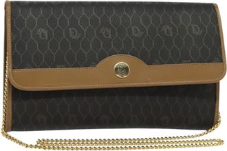 Dior Vintage Honeycomb Chain Canvas Black Canvas Bag (Pre-Owned)