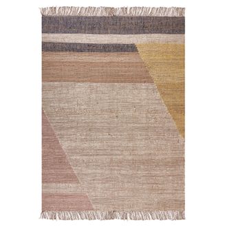 Beliani Beliani - Alfombra De Yute Marr&oacute;n Amarillo Mostaza 140 X 200 Cm Patr&oacute;n Geom&eacute;trico Samlar