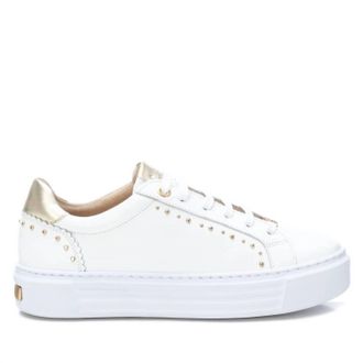 Xti Womens Leather Trainers Sneakers In White