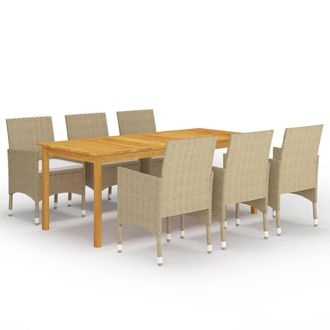 vidaXL Juego De Comedor De Jard&iacute;n De 7 Piezas Beige Vidaxl