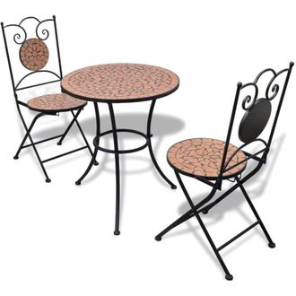 vidaXL Set da Bistrot 3 pz in Piastrelle di Ceramica Terracotta - Vidaxl