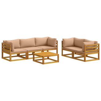 vidaXL Juego De Sof&aacute; 6 Uds. Natural Madera De Acacia S&oacute;lida Vidaxl