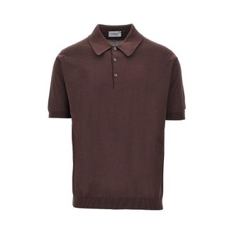 John Smedley Cotton knit polo shirt Man S