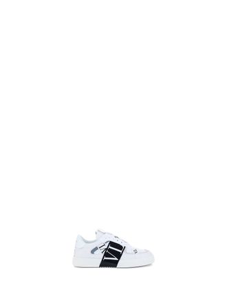 Valentino Garavani Mens Low-Top Calfskin Sneakers White-Black-Ice Upper: Calf Leather Trainers White/black/ice