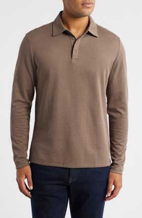Robert Barakett Glendale Long Sleeve Cotton Blend Polo in Pottery at Nordstrom, Size Xx-Large