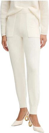 Twinset Broek met opgestikte zakken - Dames - Slim Fit Broeken - Beige - M - Wol - Broeken