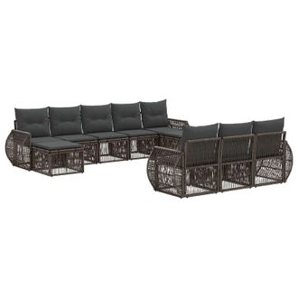 vidaXL Set Divano Da Giardino 10 Pz Grigio E Grigio Scuro Polyrattan Vidaxl