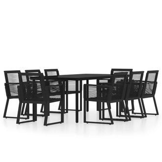 Berkfield Home 9 Piece Garden Dining Set Black